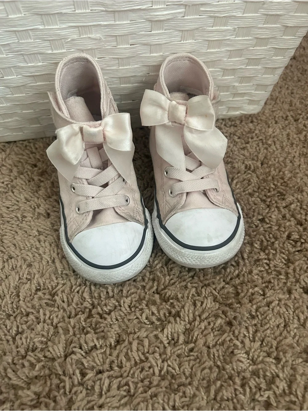 Toddler girls  Pink High-Top Sneakers with Satin Bow